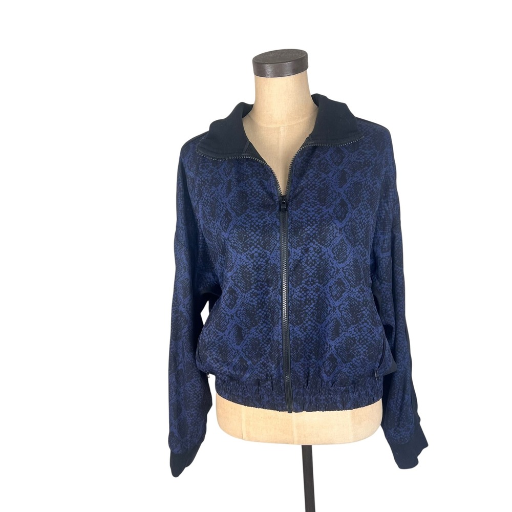 Athleta Womens Blue Snakeskin Print Full Zip Track Jacket Mock Neck M 572270